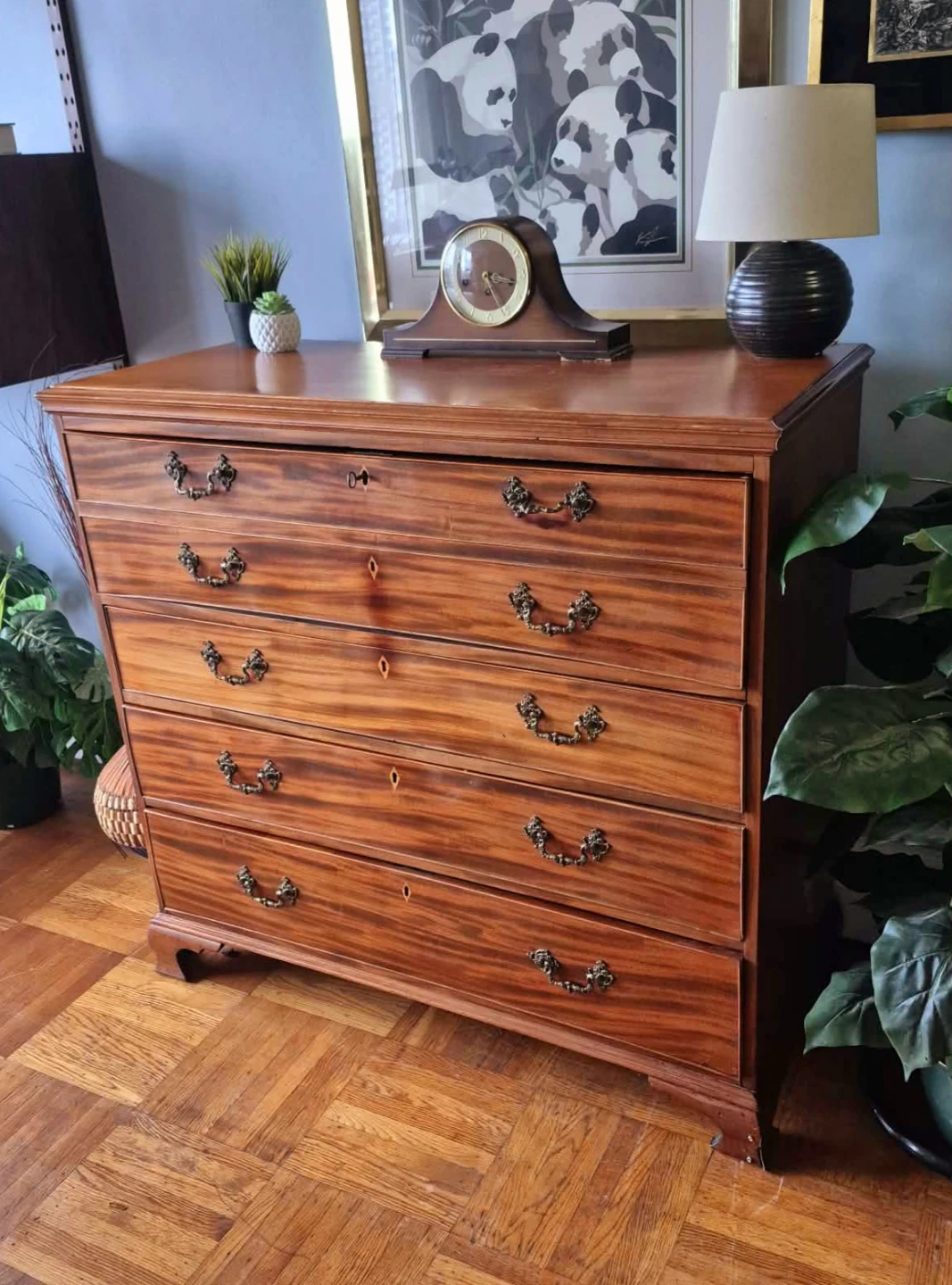 Antique Drop Down Secretary Desk With Drawers With Lock And Key - photo 2