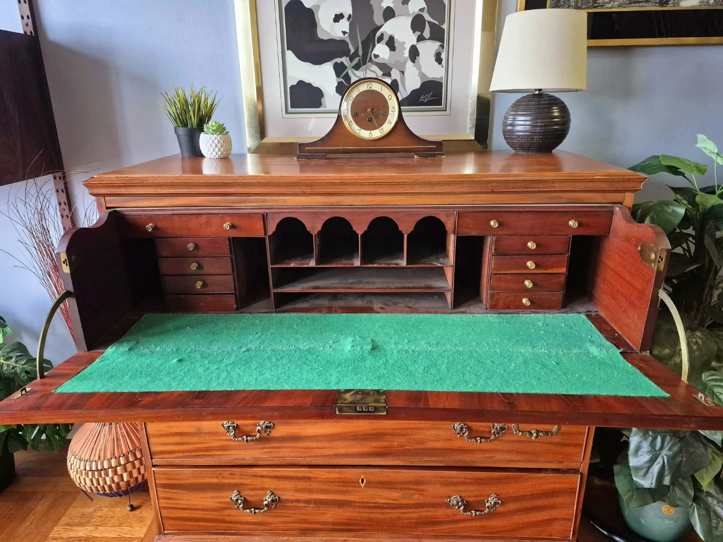 Antique Drop Down Secretary Desk With Drawers With Lock And Key - photo 5