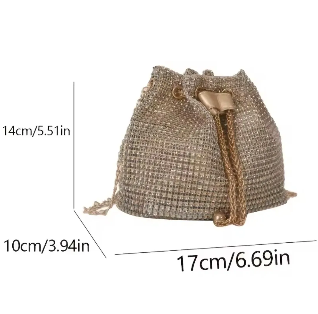 Gold Rhinestone Bucket Bag image indicator(2)