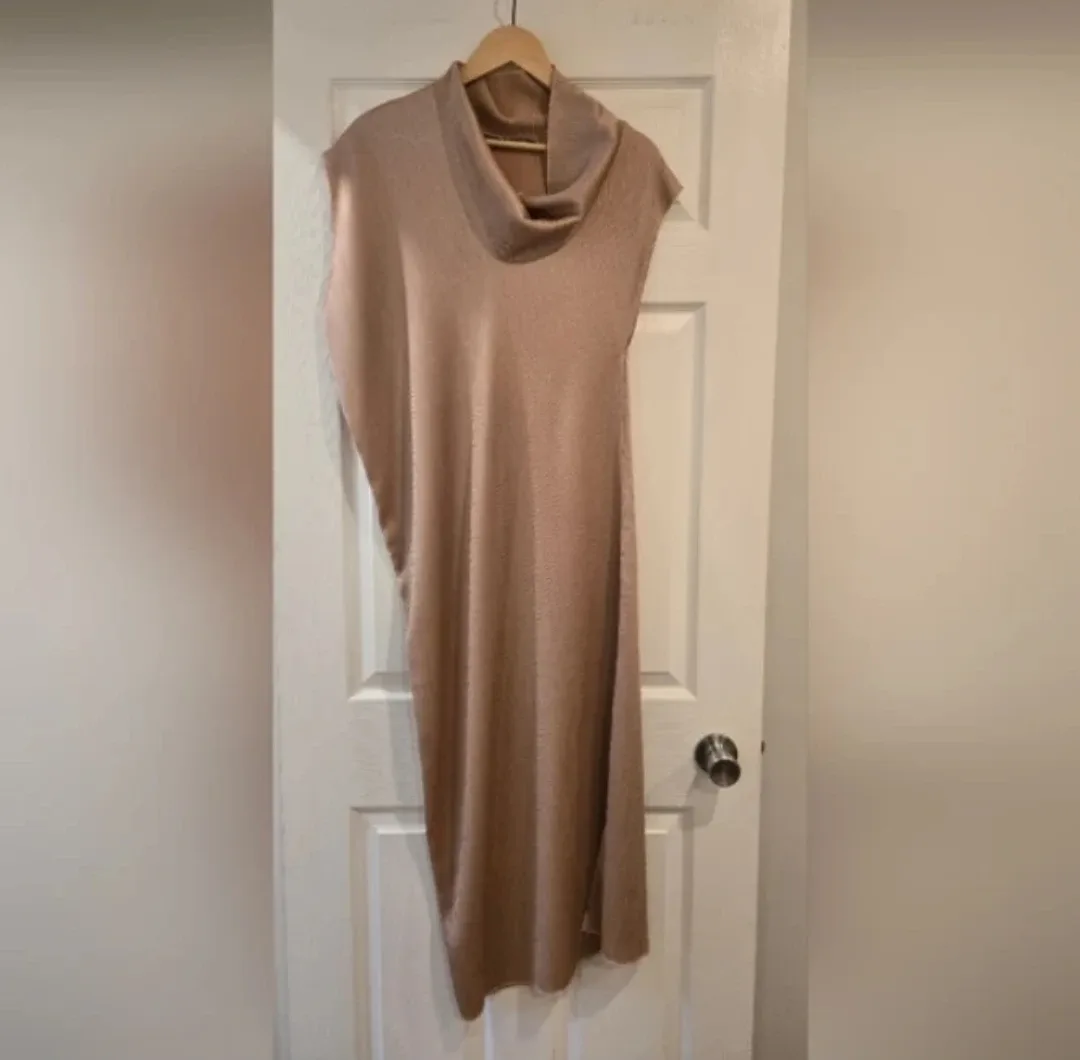 Zara Asymmetrical Light Pink Satin Dress