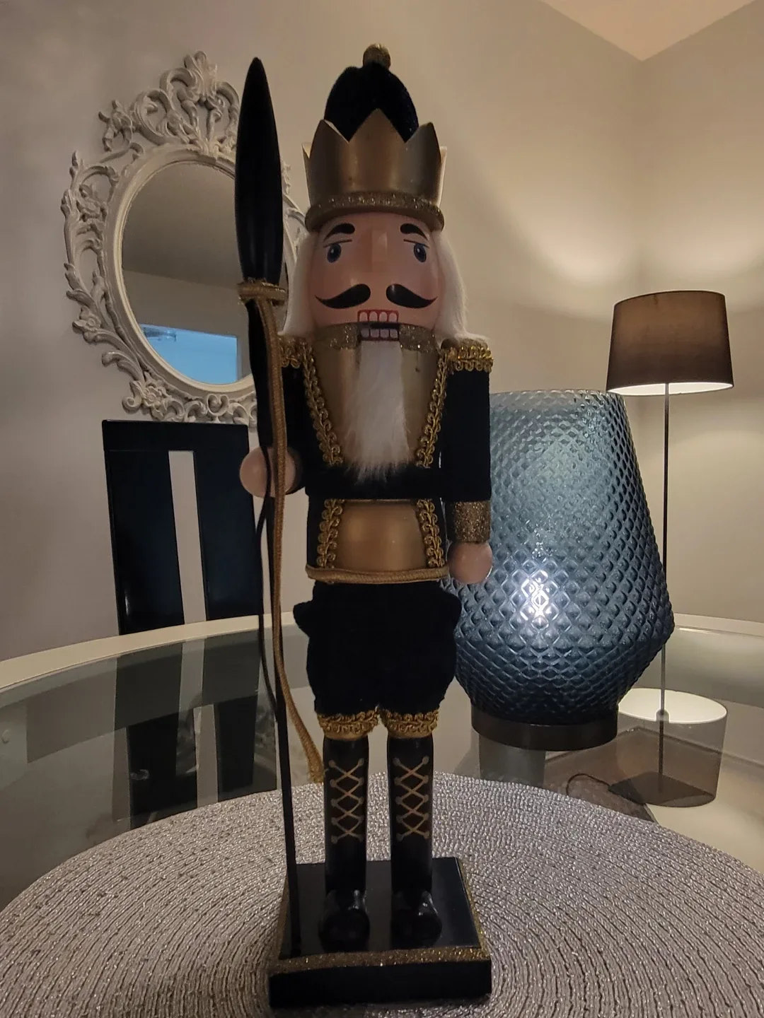 Decorative Nutcracker Figurine in blue velvet