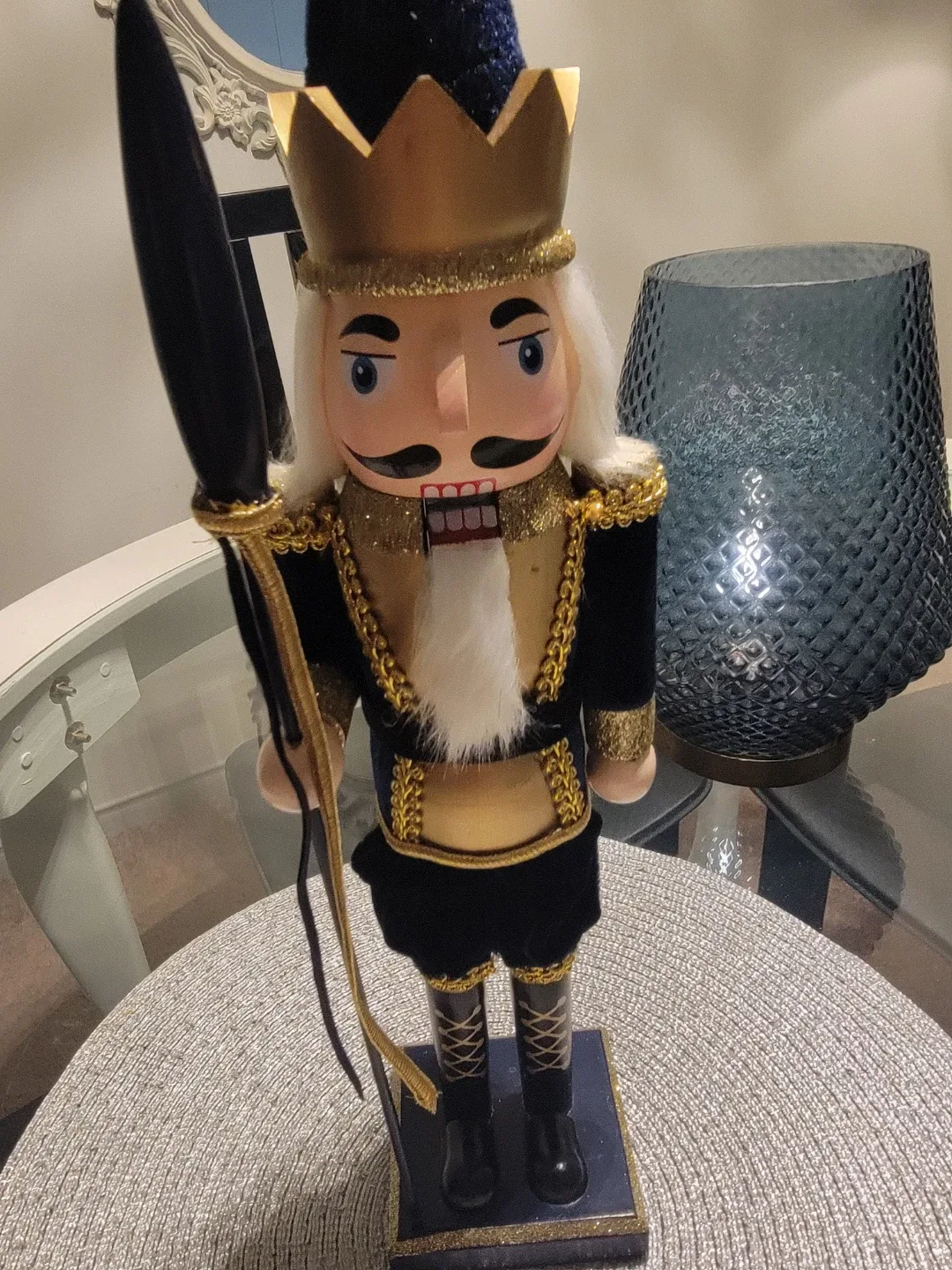 Decorative Nutcracker Figurine in blue velvet image indicator(2)