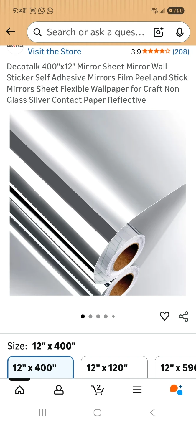 Decotalk Mirror Sheet 12" x 400"