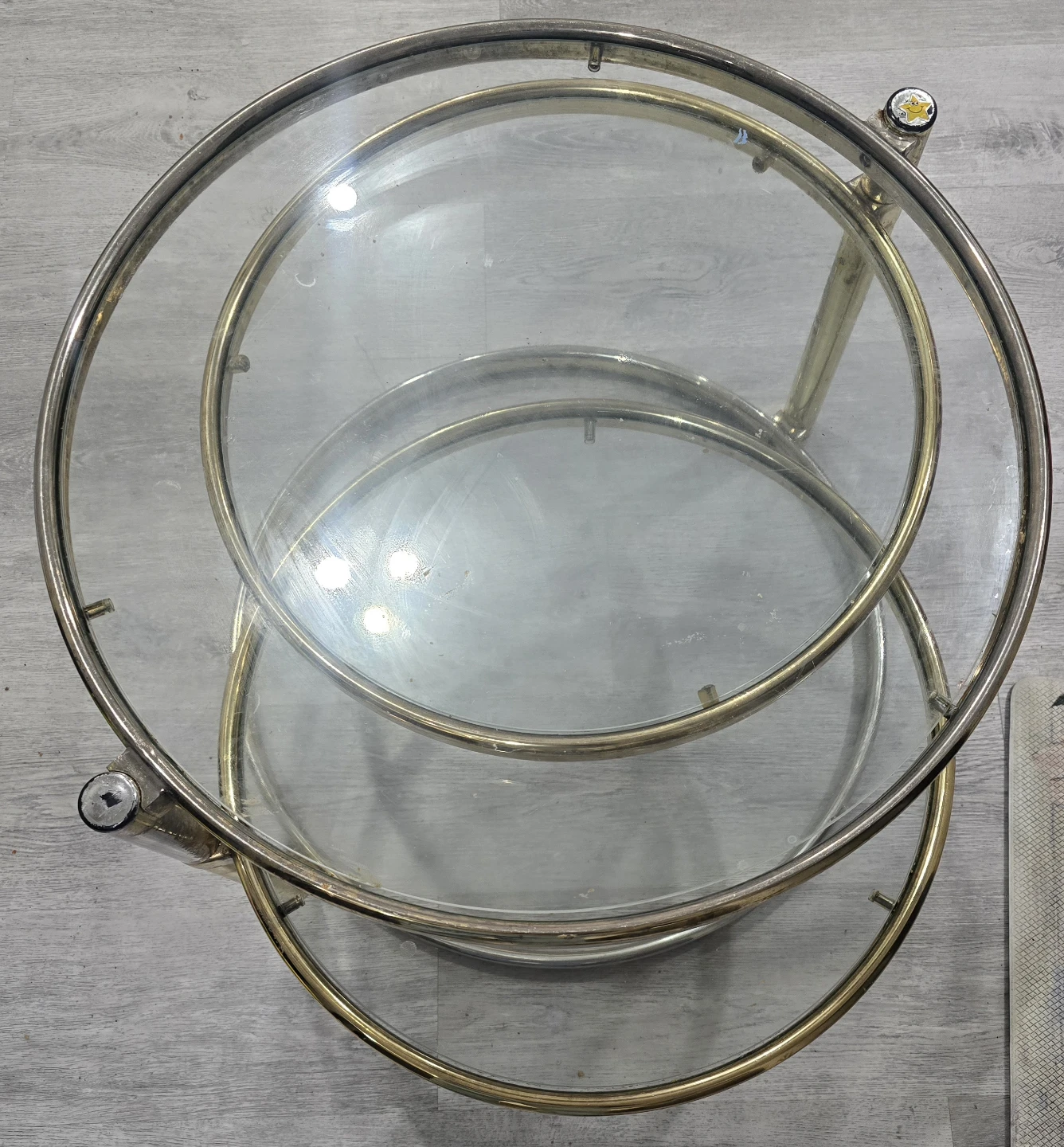 Round Glass & Gold Bar Cart