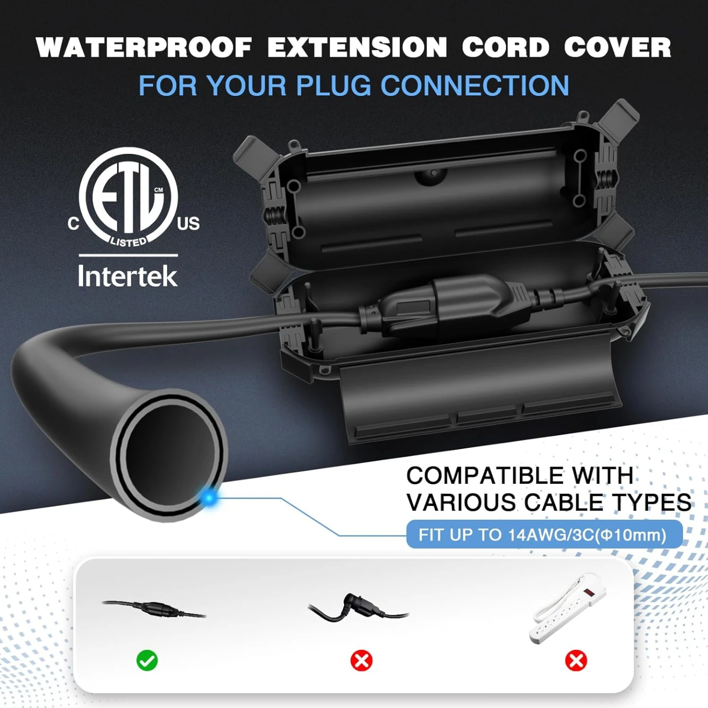 [3 Pack] Outdoor Extension Cord Safety Cover - photo 2