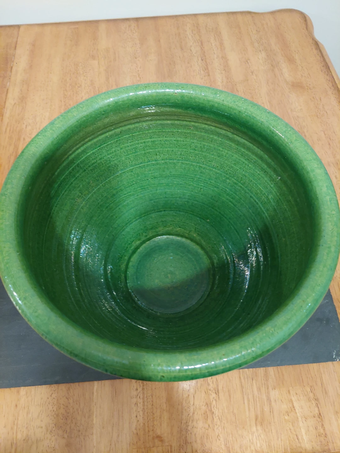 Vintage Hand-Made Glazed Green Decorative Planter - photo 3