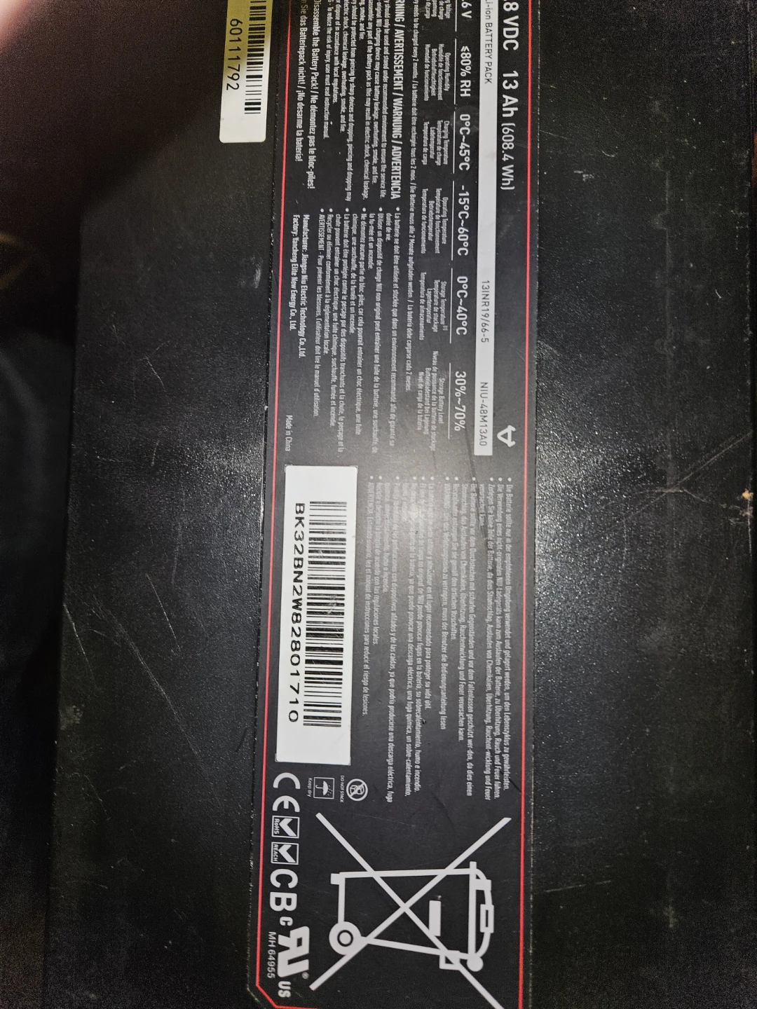46.8 VDC 13Ah Battery Pack - photo 3