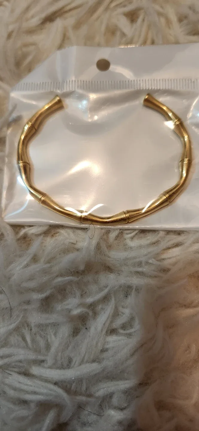 Stainless steel Gold Bamboo Style Bangle - New in Package