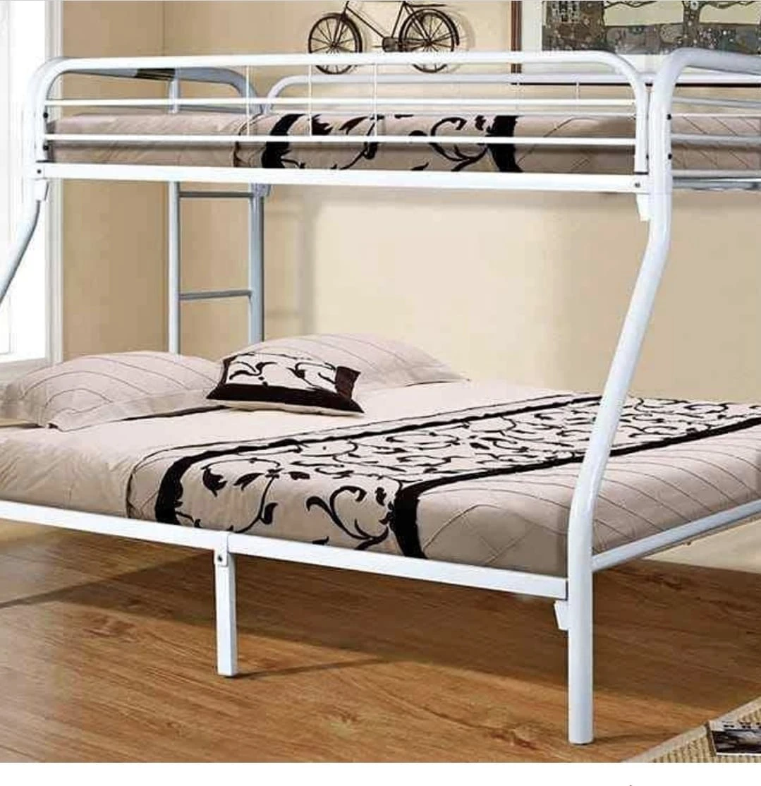 White Metal Bunk Bed Frame - photo 2