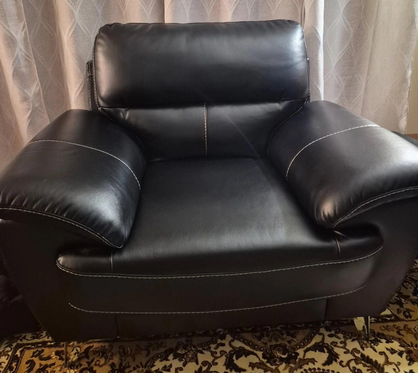 Modern Black Faux Leather Sofa Set – 2 Loveseats + Armchair 🧡 - photo 2
