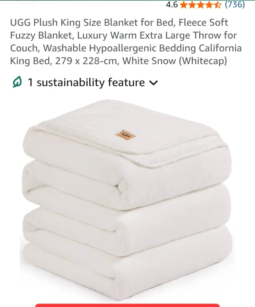 New UGG Plush King Size Blanket - White