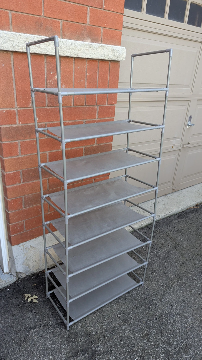 Grey 8-Tier Shoe Rack