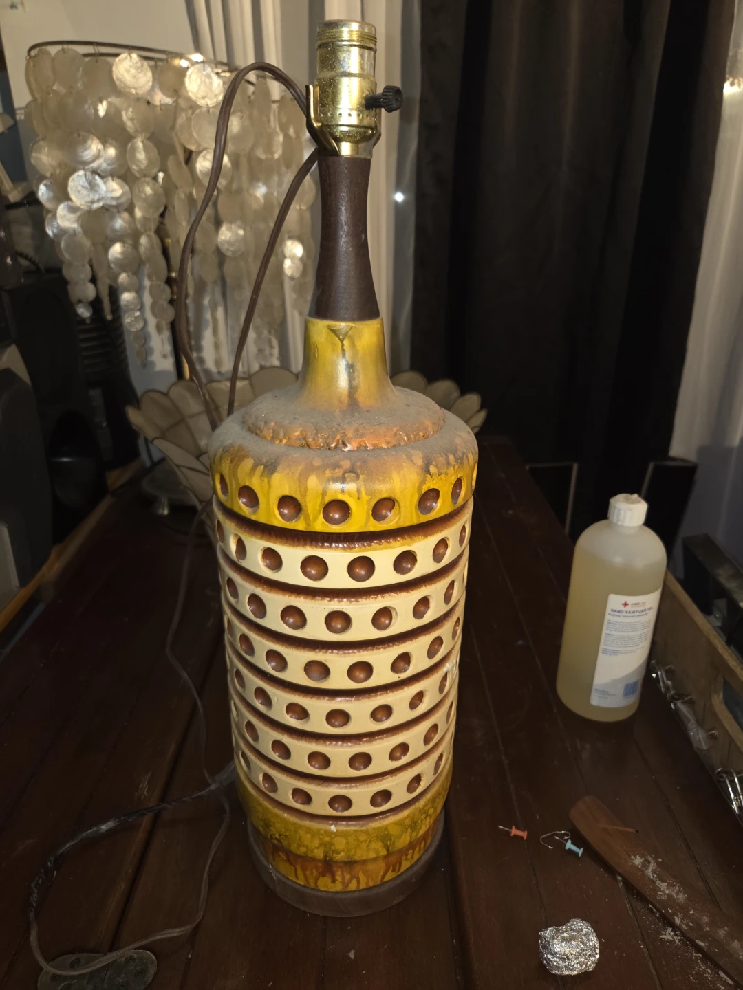 Vintage Ceramic Table Lamp - Yellow/Brown
