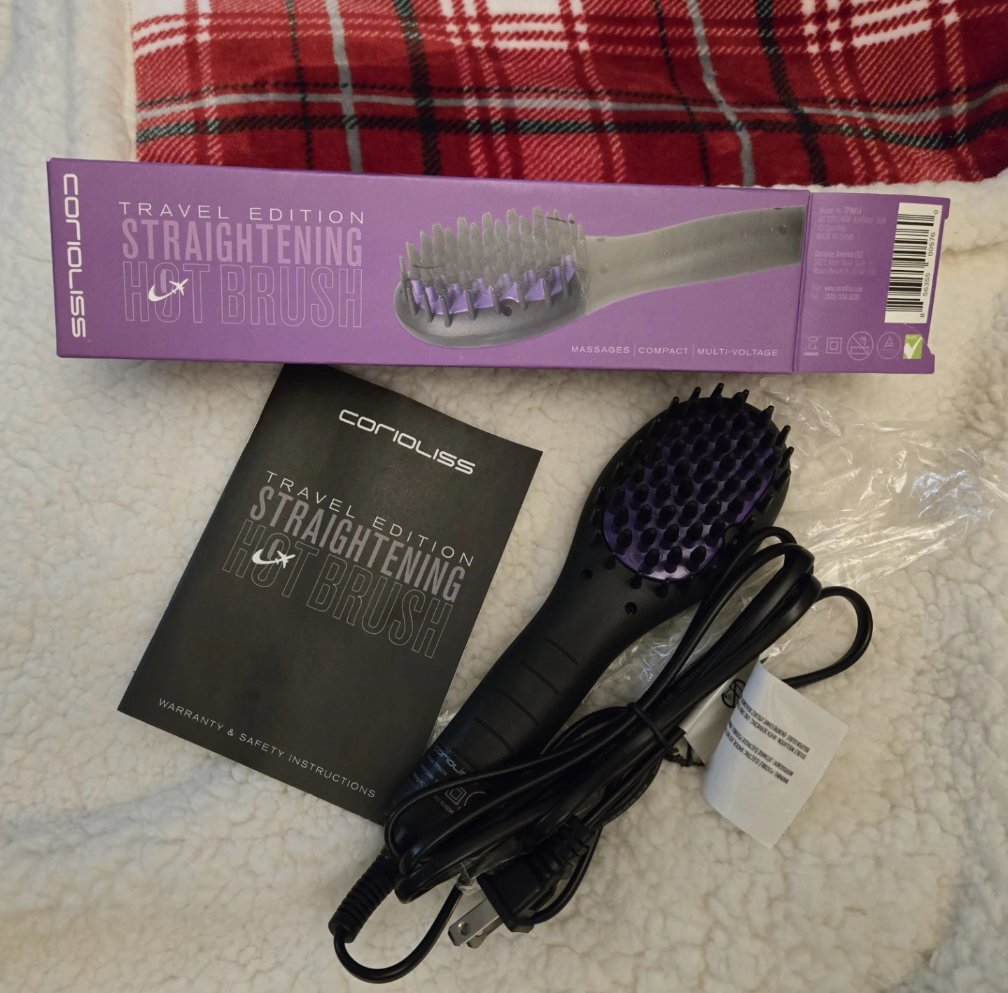 BNIB Purple Corioliss Mini Travel Straightening Hot Brush