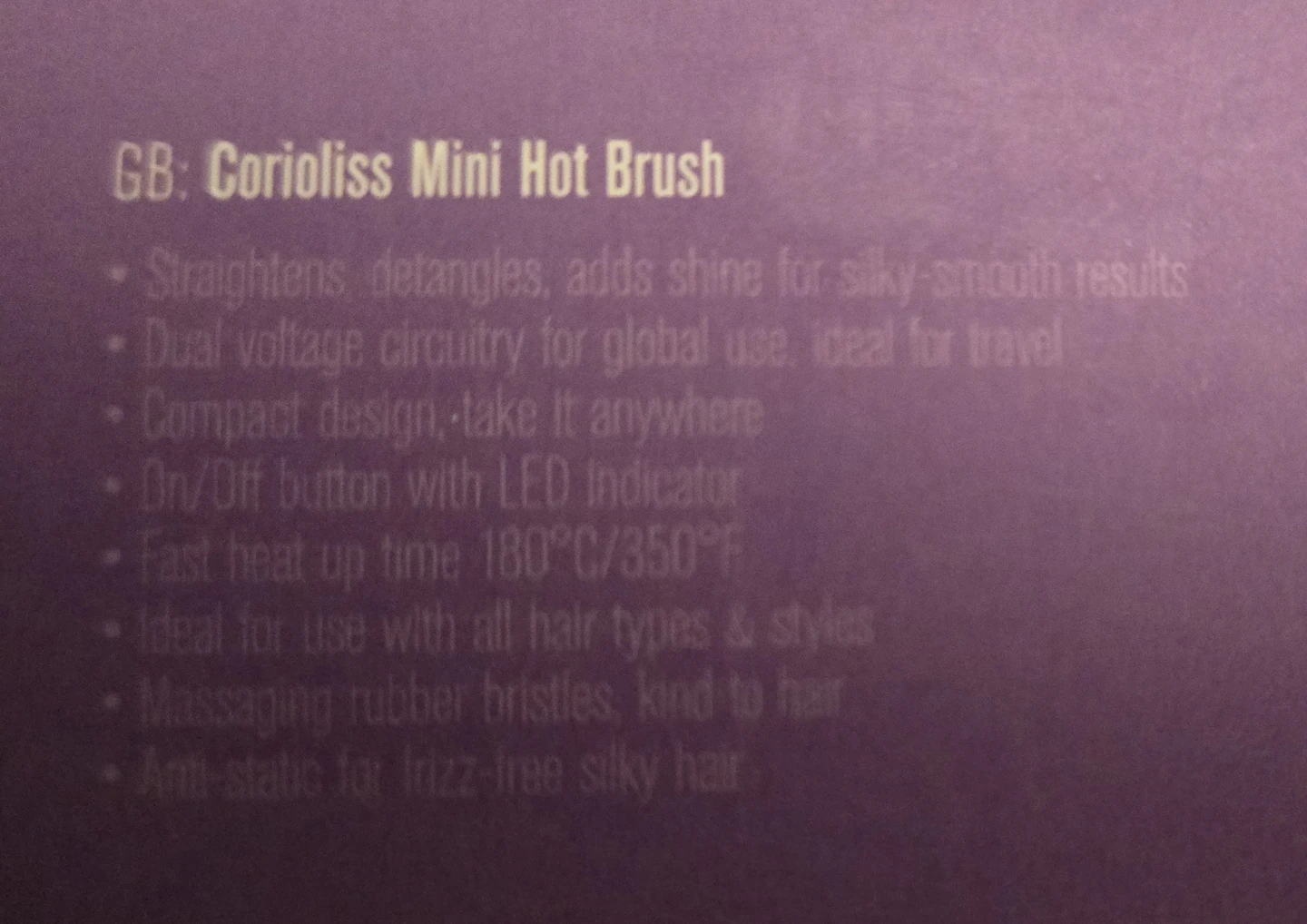 BNIB Purple Corioliss Mini Travel Straightening Hot Brush - photo 2