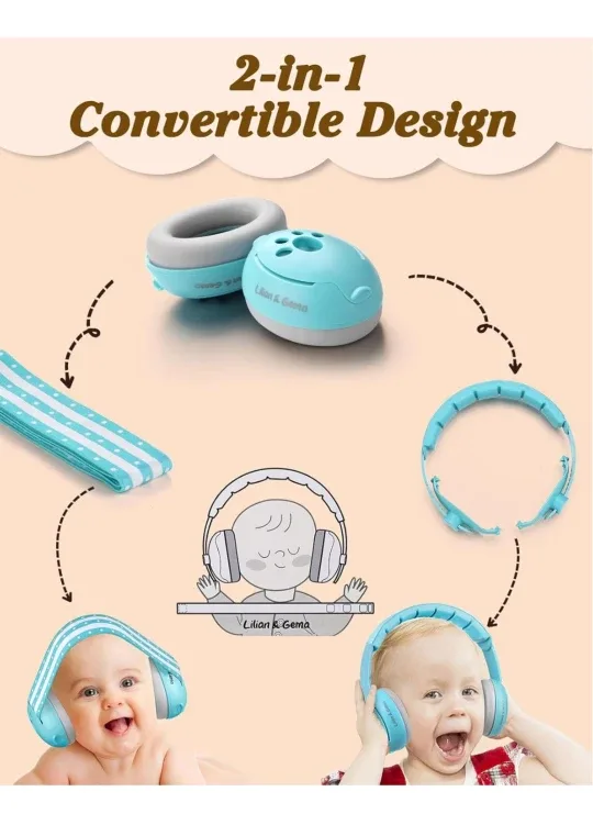 2-in-1 Baby Earmuffs Headphones protection image indicator(4)