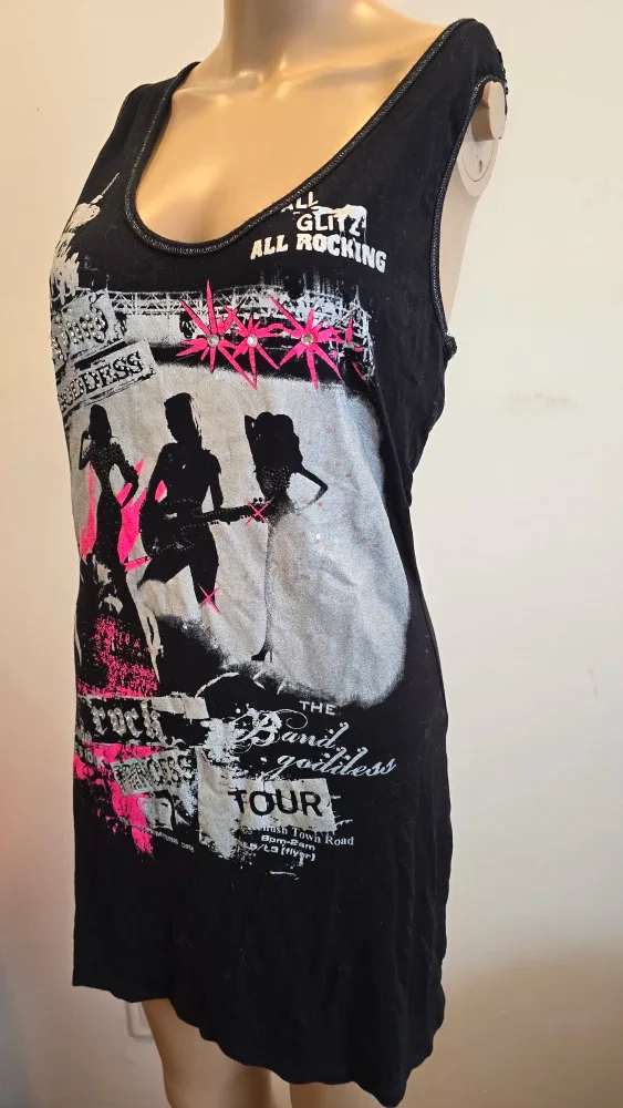 Black Tank Top with Sequin Detail M #Cleanout