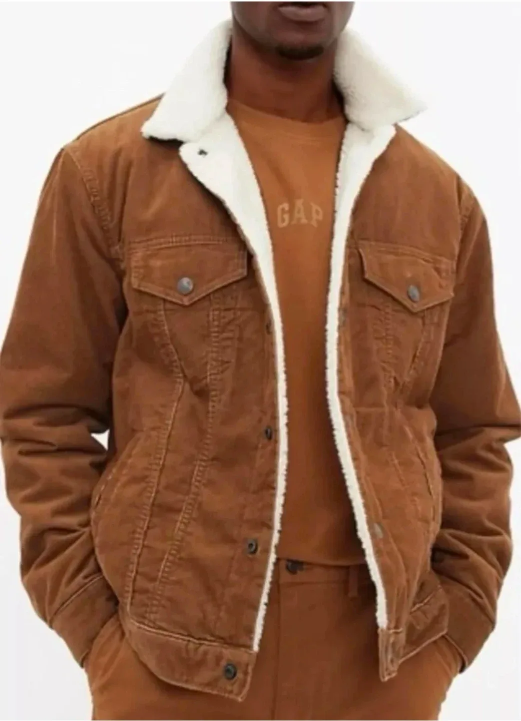 GAP Brown Corduroy Sherpa Lined Jacket Size M