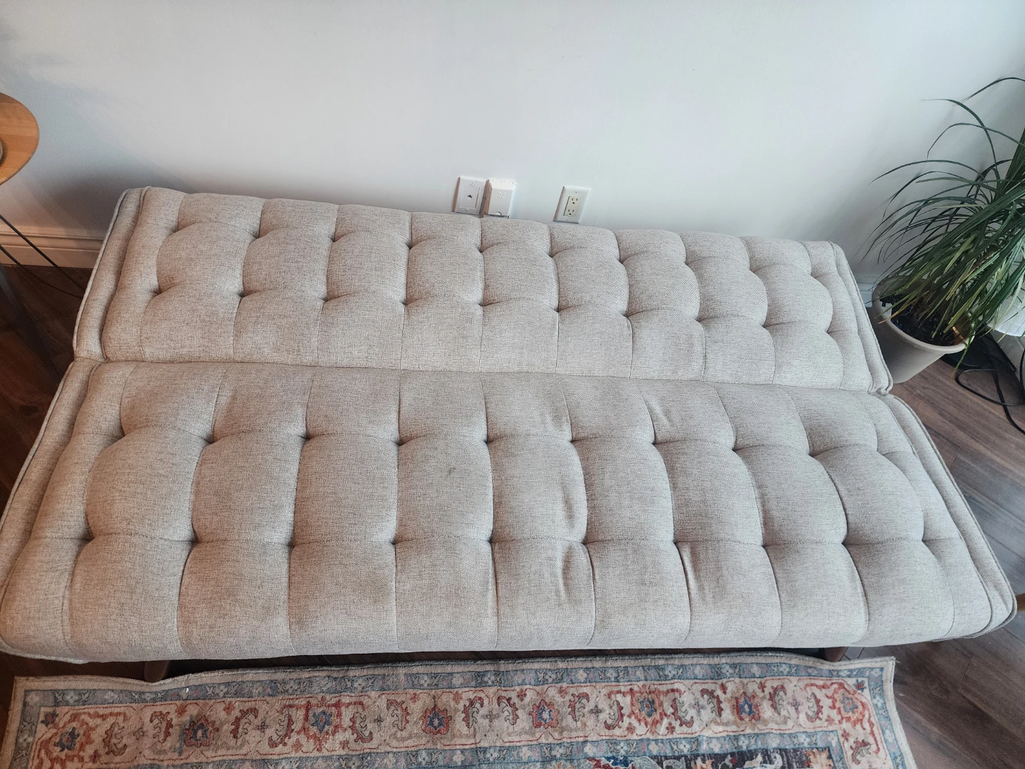 Need it to go ASAP! Structube Grey Tufted Futon Sofa Bed - photo 2