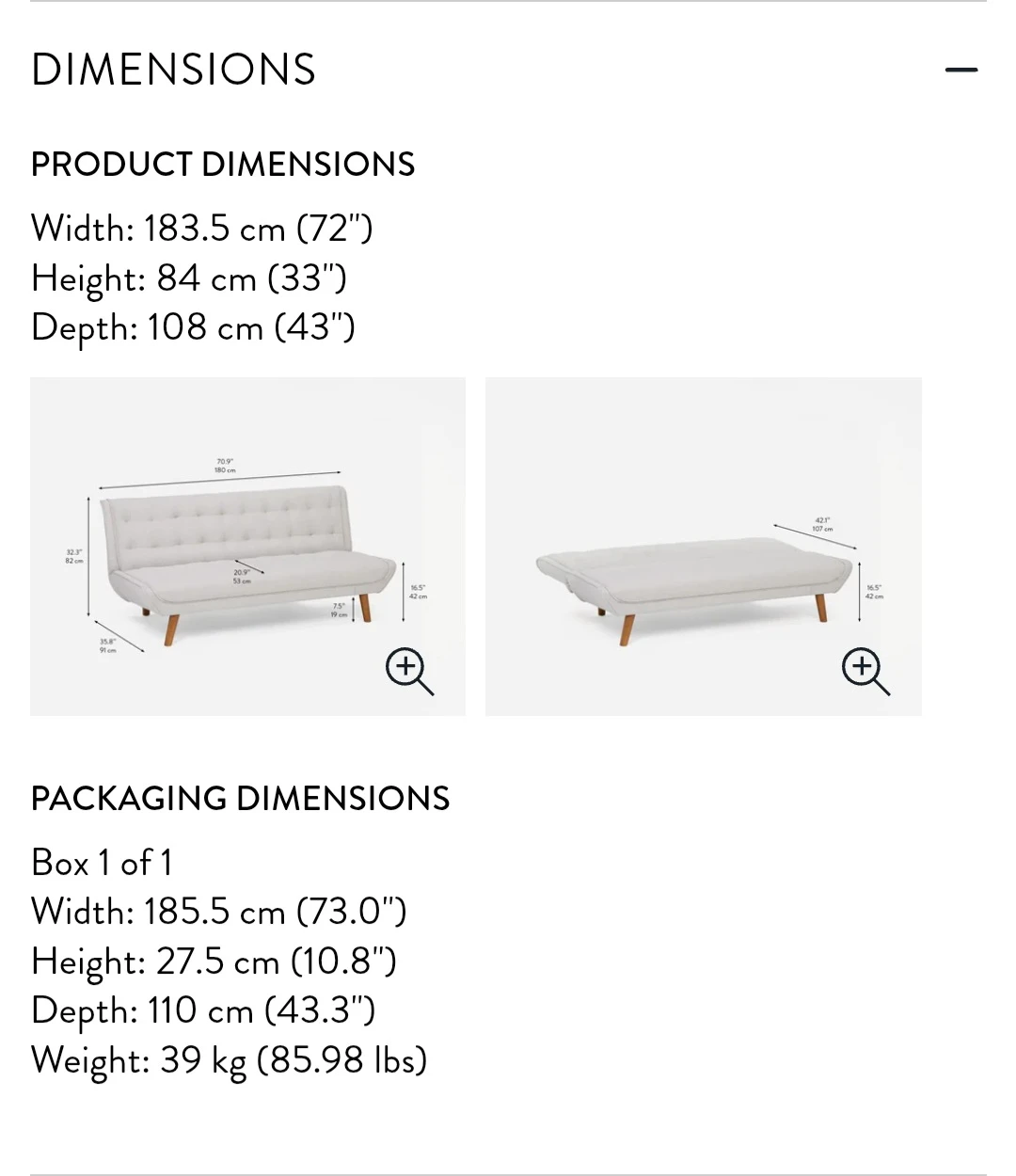 Need it to go ASAP! Structube Grey Tufted Futon Sofa Bed - photo 4