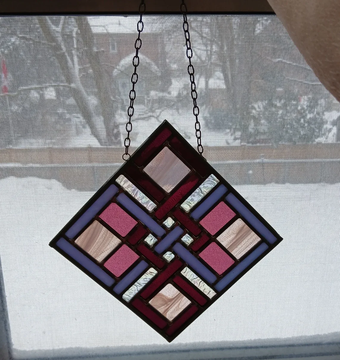 Vintage Stained Glass Window Hanging