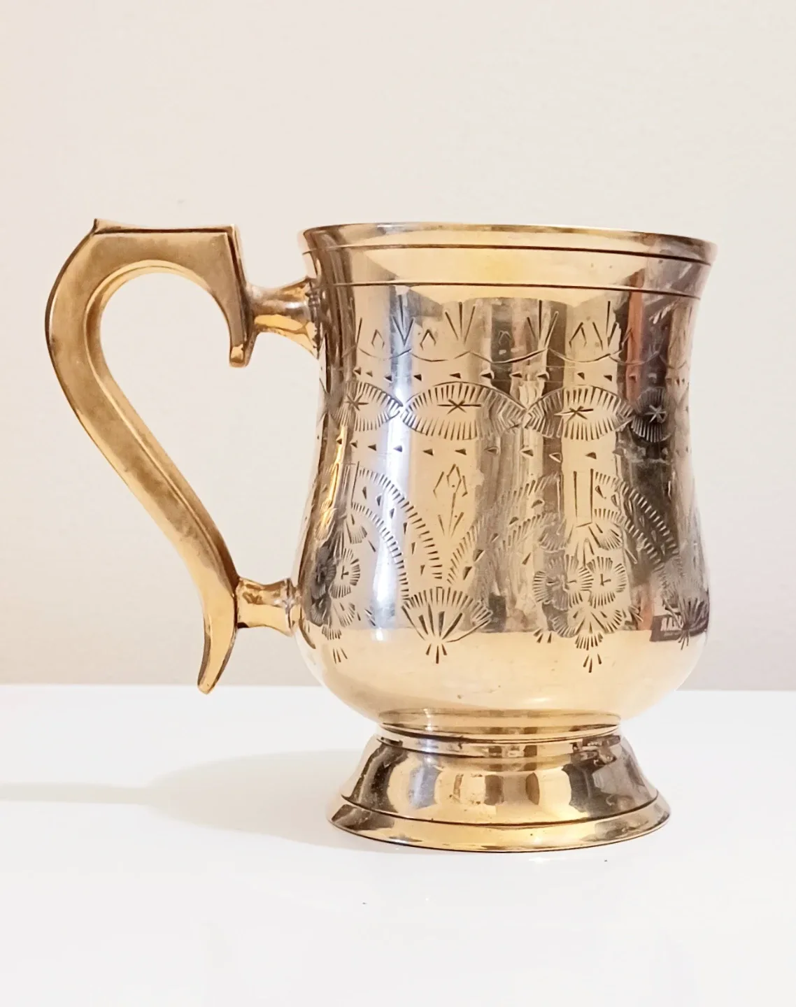 Unique Etched  Solid Brass Mug image indicator(3)