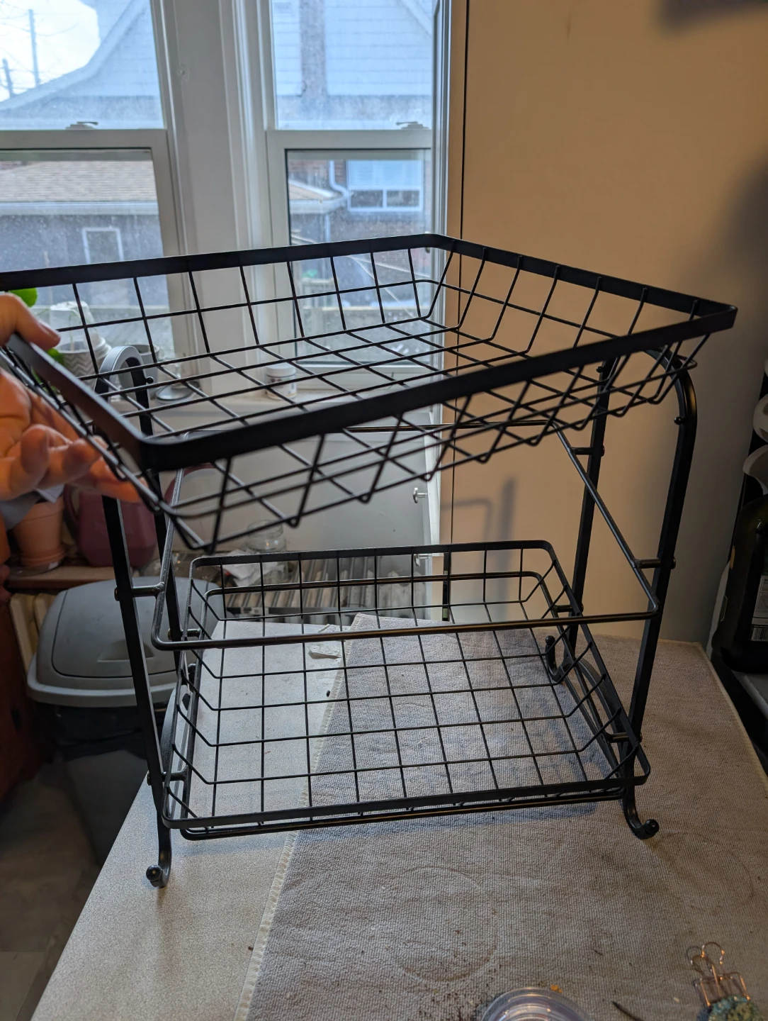 Black Metal 2-Tier Basket Stand - photo 2