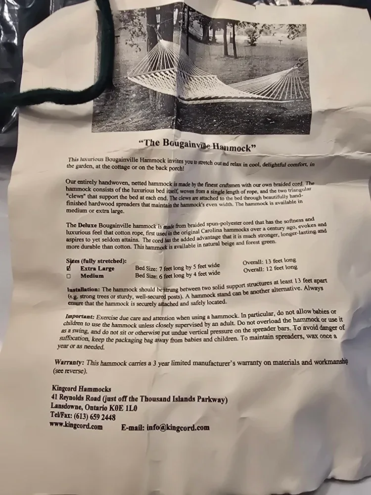 Kingcord Bougainville Hammock, Extra Large