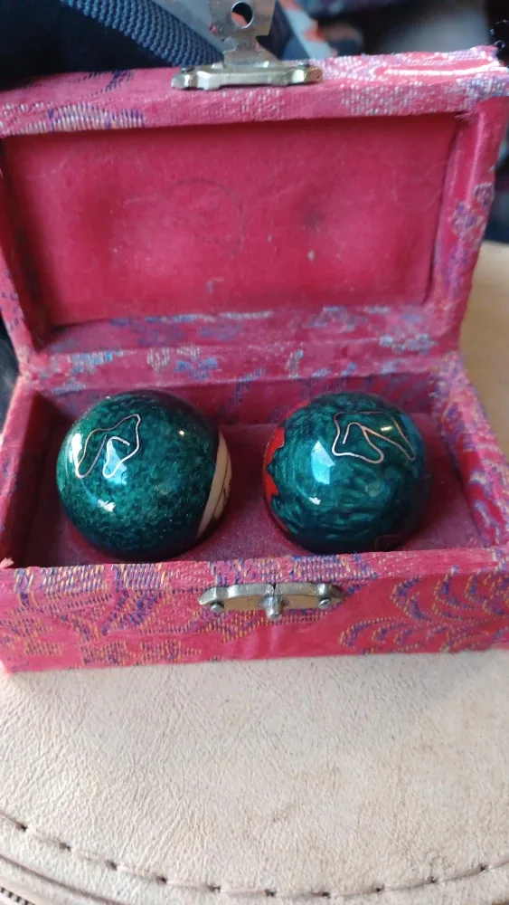 Vintage Chinese Baoding Balls with Case