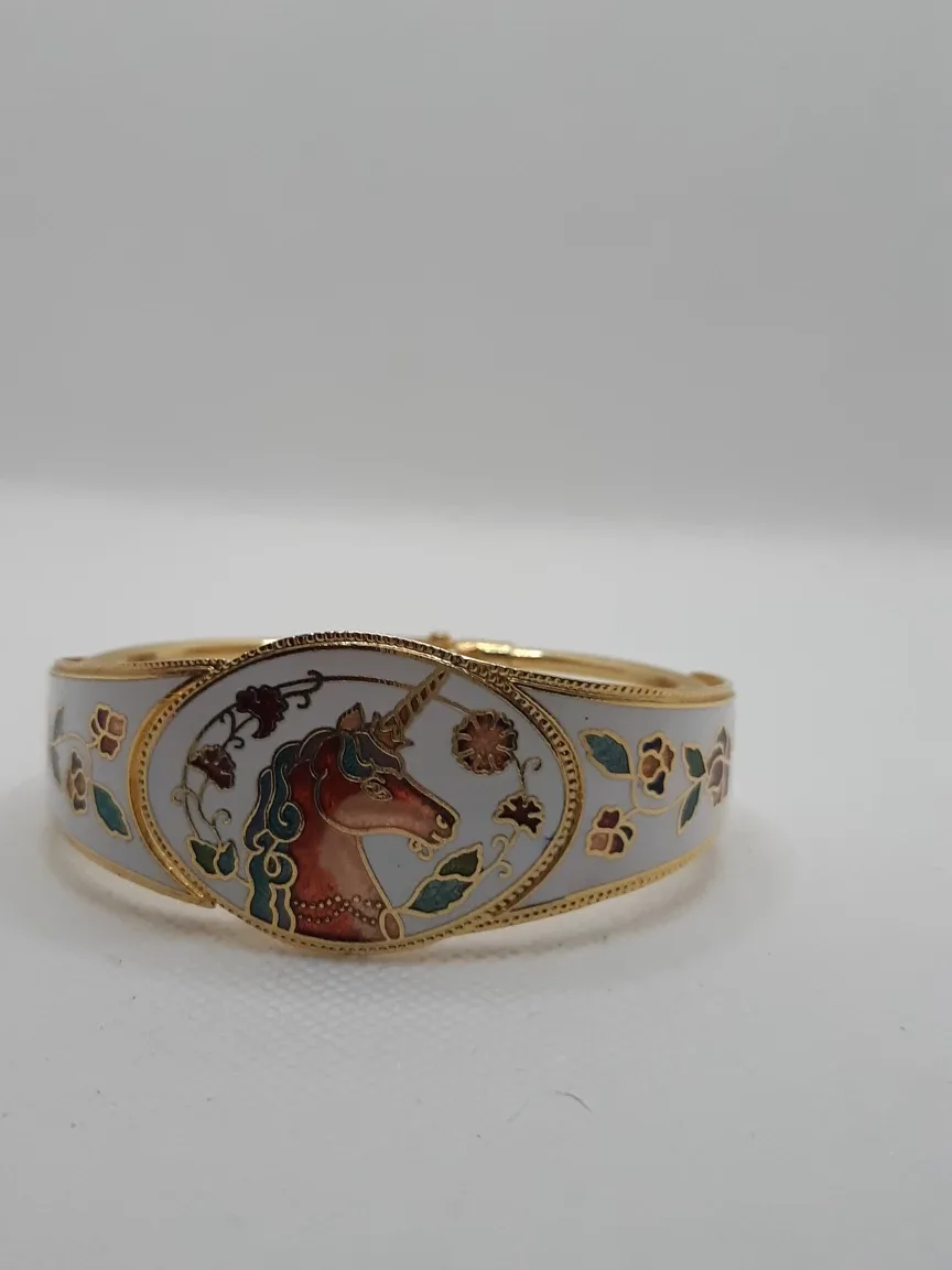 Vintage Unicorn Cloisonné Rare Multicolor Enamel Bracelet image indicator(9)