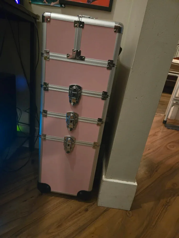 Pink Rolling Makeup/Cosmetic Case