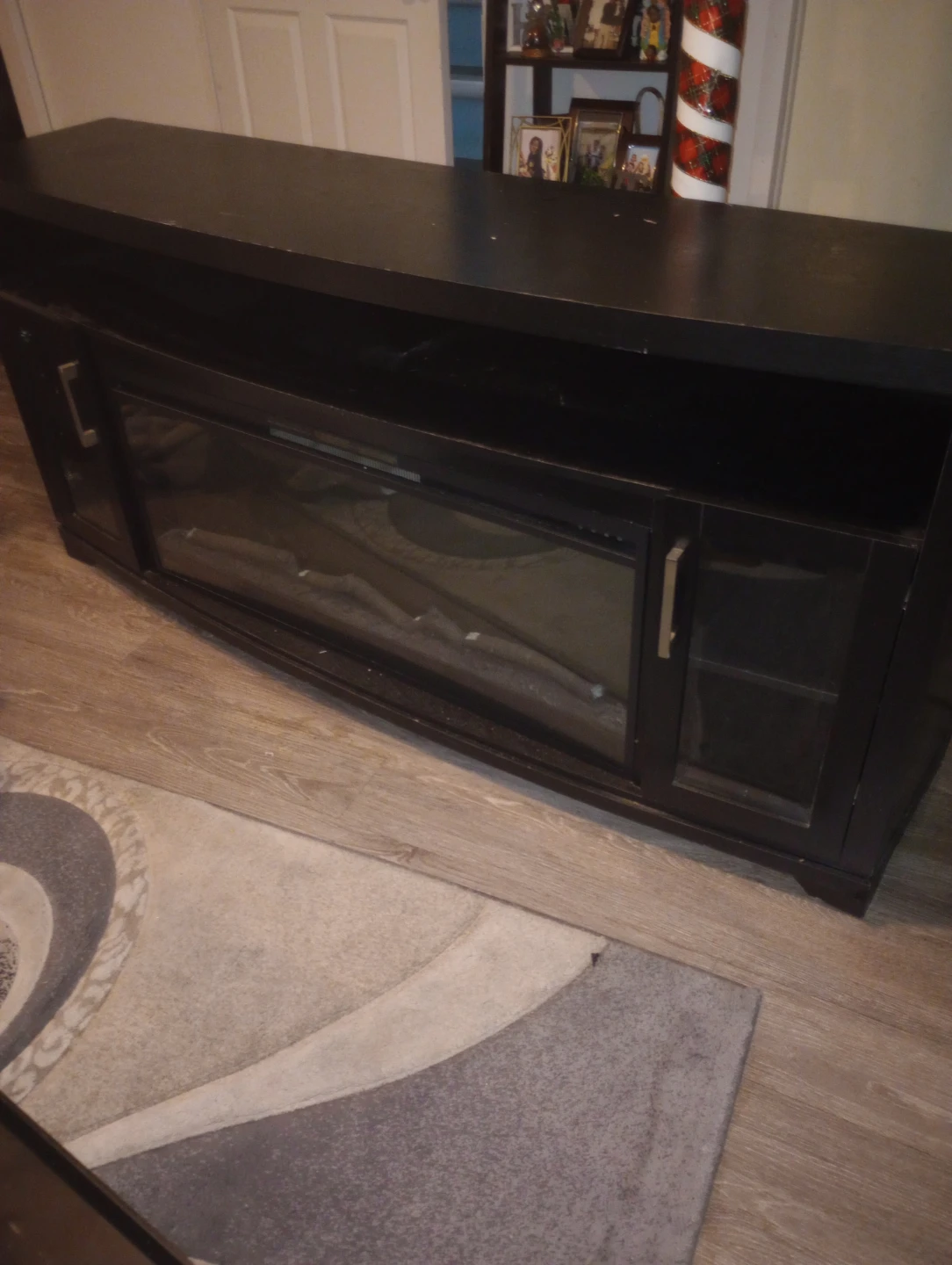 Black TV Stand with Electric Fireplace