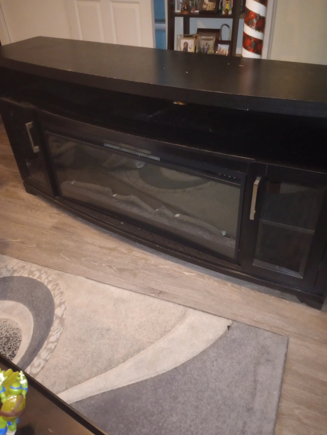 Black TV Stand with Electric Fireplace - photo 3