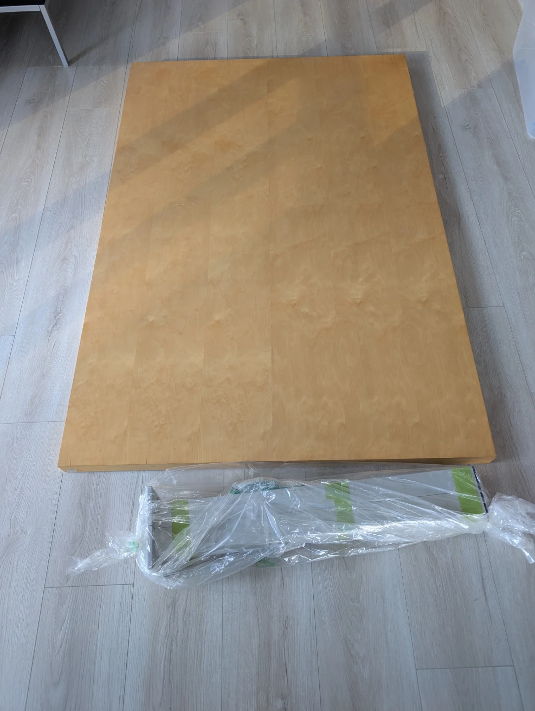 EQ3 Blonde Wood Dining Table with Aluminum Legs