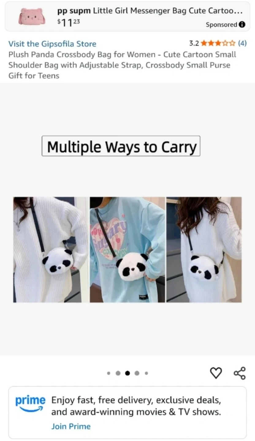 (NEW) Plush Panda Crossbody Bag - Cute & Fun! For 🎁 - #Cleanout - photo 5
