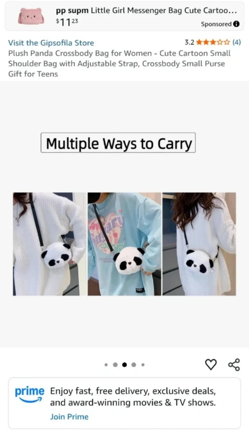 (NEW) Plush Panda Crossbody Bag - Cute & Fun! For 🎁 - #Cleanout image indicator(5)