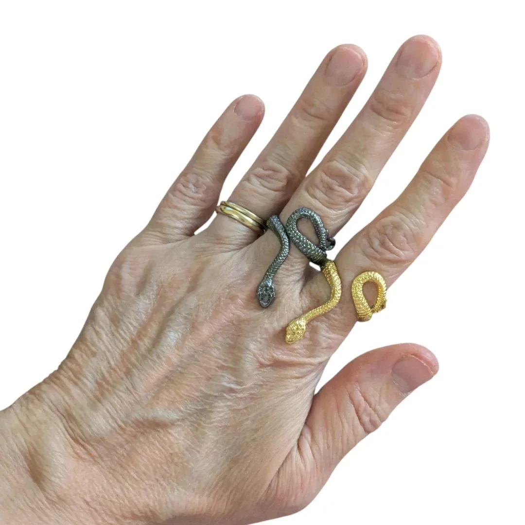 #cleanout Vintage Rings Bundle Faun/Goat Head, Skulls, Snakes image indicator(3)