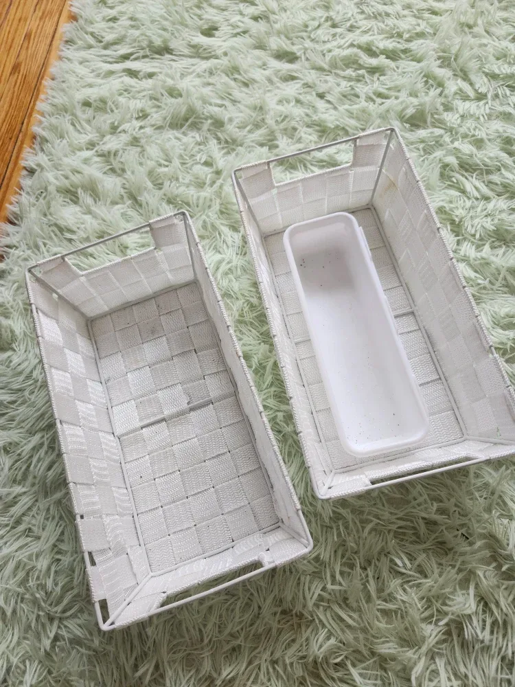 White Woven Storage Baskets - Set of 2