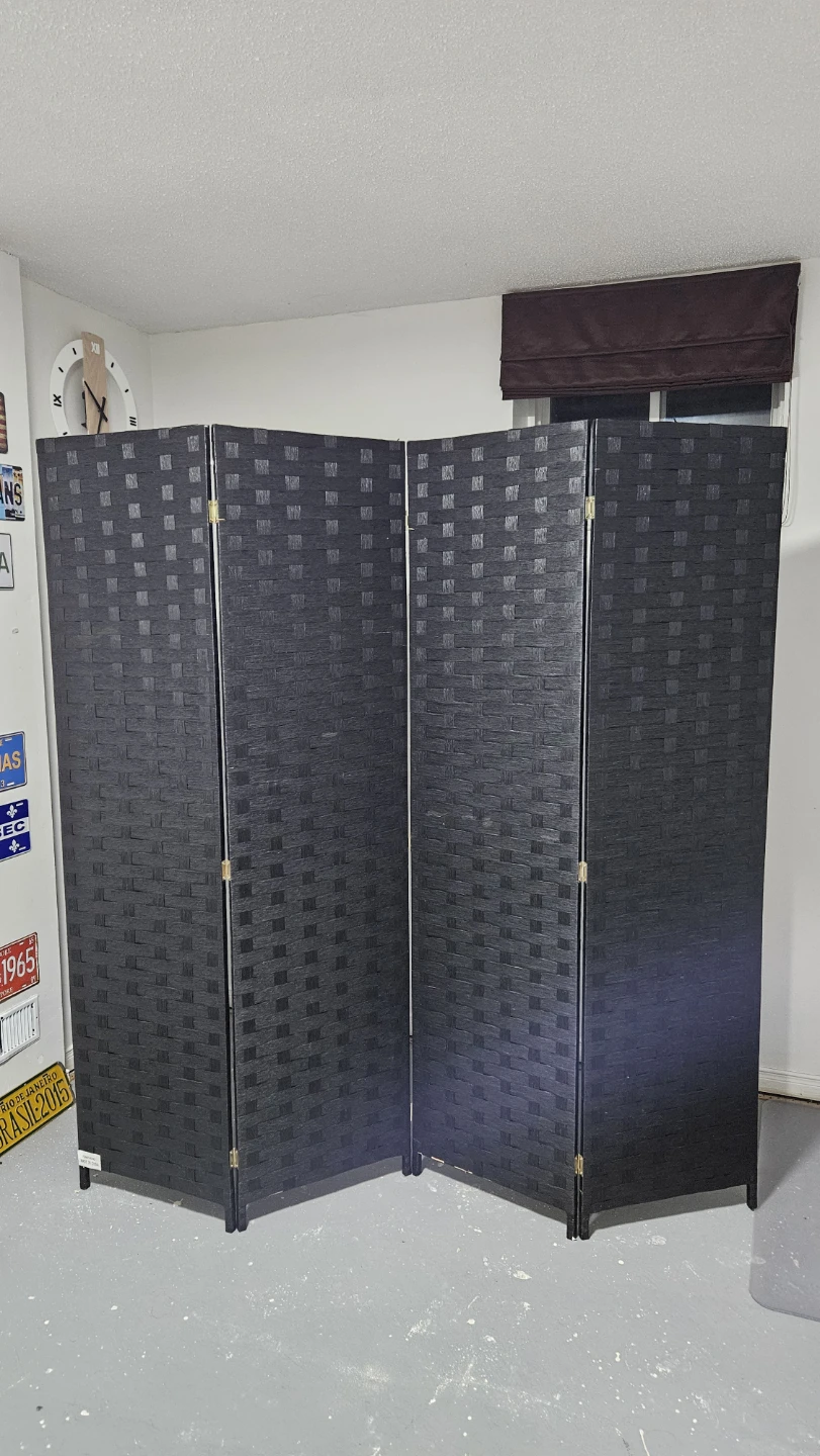 Black Woven Room Divider and Privacy screen  - 4 Panel - photo 4