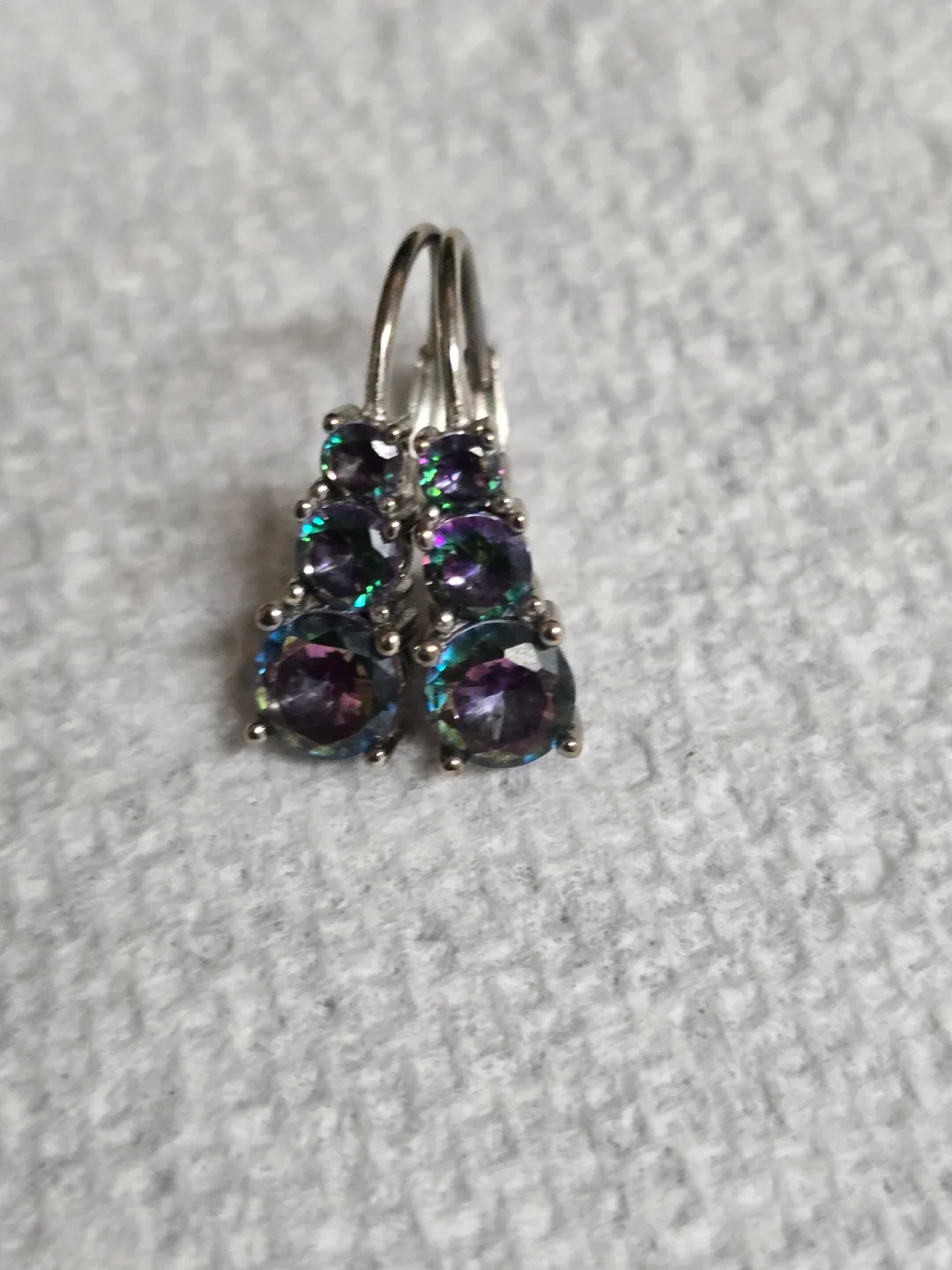 Silver 925 Drop Earrings with Mystic Topaz image indicator(2)