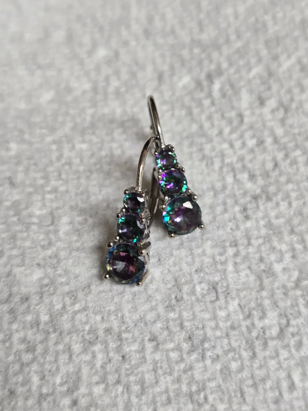 Silver 925 Drop Earrings with Mystic Topaz image indicator(3)