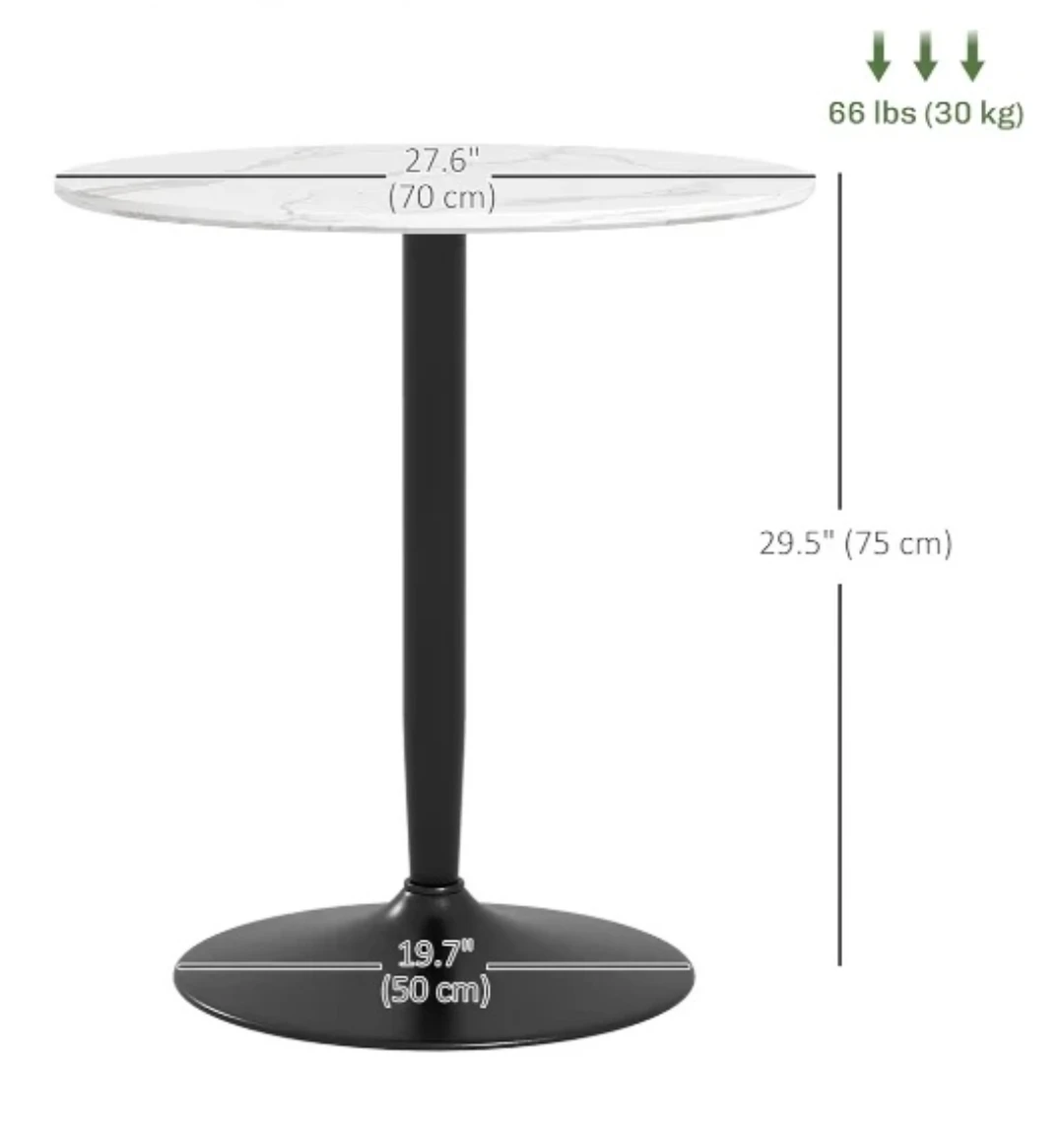 Round Bar Table - 27.6" White Marble Top - photo 4