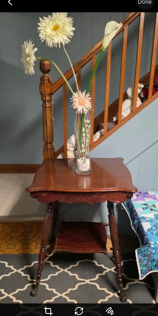 Antique Dark Wood Side Table