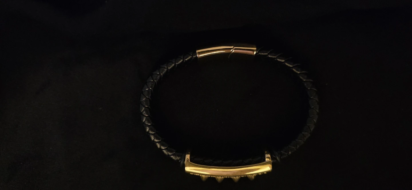 Braided Leather Bracelet with Gold Accent - photo 4