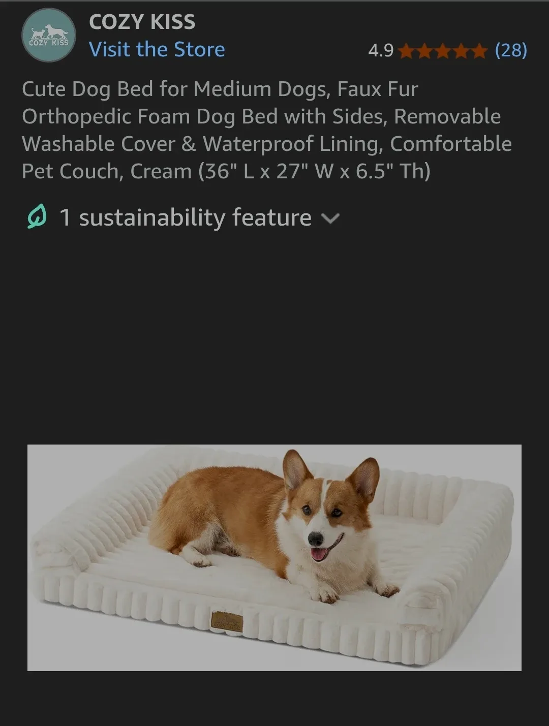 Cozy Kiss Orthopedic Dog Bed - Large, Cream #Cleanout