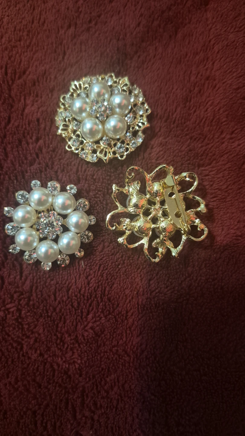 Pearl & Rhinestone Brooches - Set of 3 - photo 2