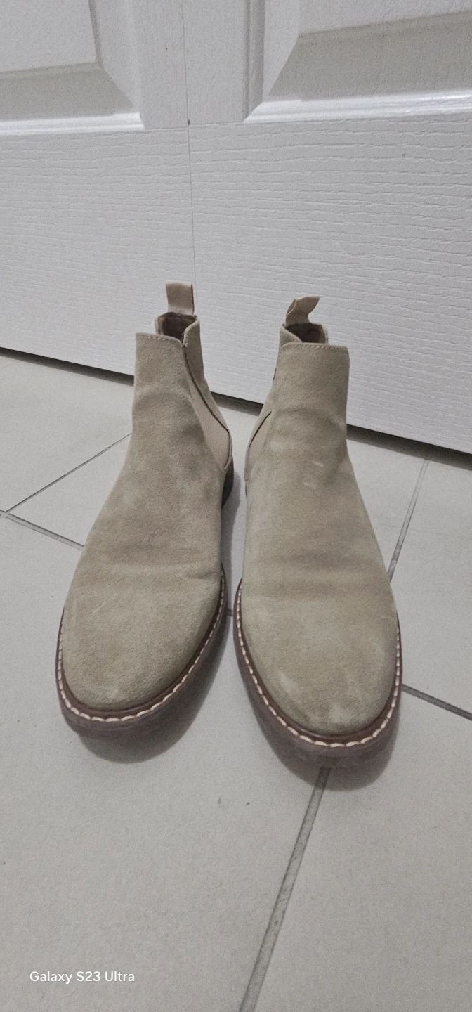 Beige Suede Chelsea Boots