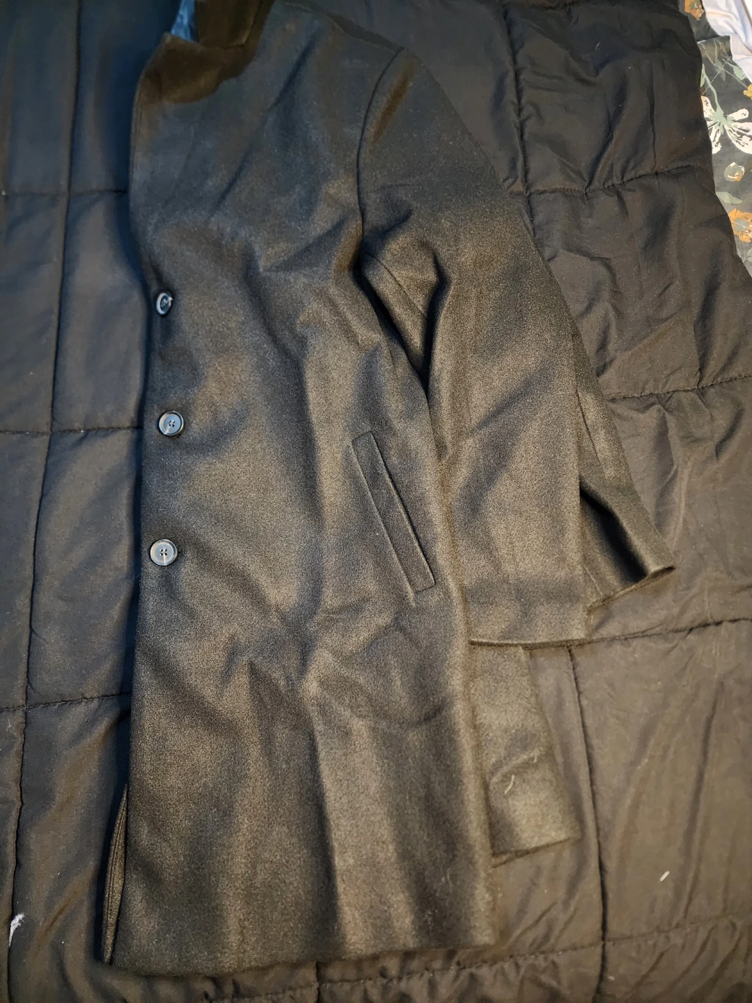 Black Wool Blend Overcoat - photo 4