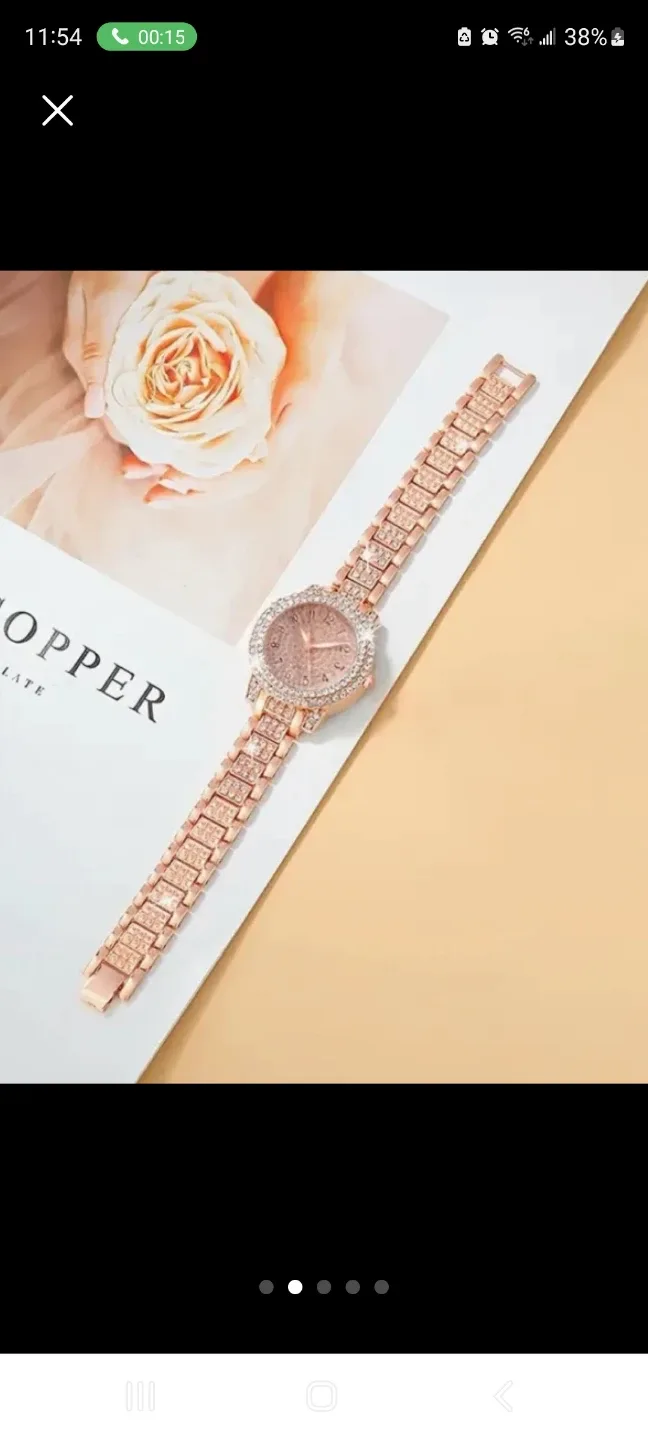 Rose Gold Rhinestone Watch