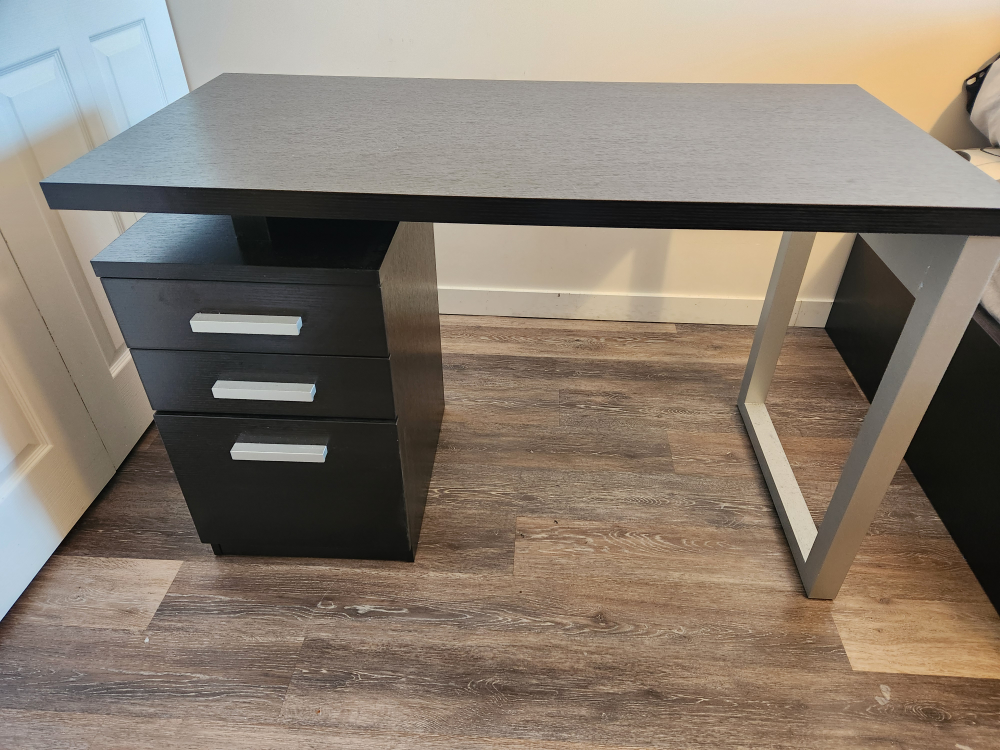 Dark Brown Desk with Drawers